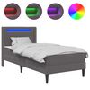 vidaXL Cadru de pat cu saltea Gri 90 x 190 cm Piele artificială