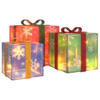vidaXL Cutii de Crăciun iluminate, 3 buc., 64 LED-uri, alb cald
