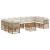 vidaXL Set de canapele de exterior 11 buc. Alb Natural și Crem