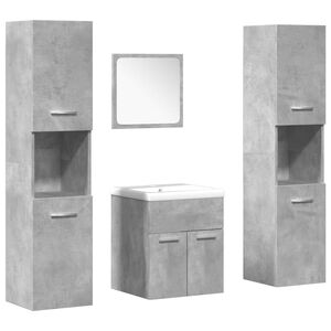 vidaXL Set mobilier de baie, 5 piese, gri beton, lemn prelucrat