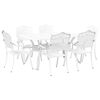 vidaXL Set de masă pentru grădină 7 pcs Alb Aluminiu