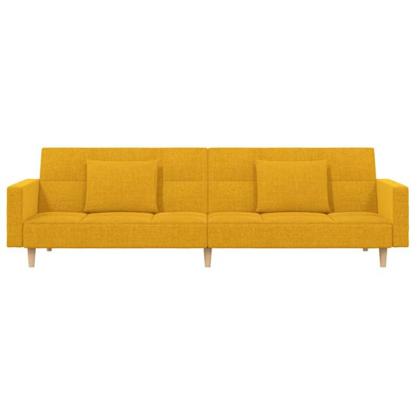 vidaXL Canapea extensibilă cu 2 locuri, 2 perne, galben, textil