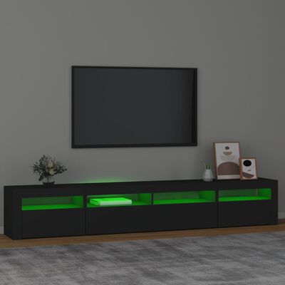 vidaXL Comodă TV cu lumini LED, negru, 240x35x40cm