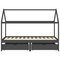 vidaXL Cadru pat copii cu sertare gri închis 90x200 cm lemn masiv pin