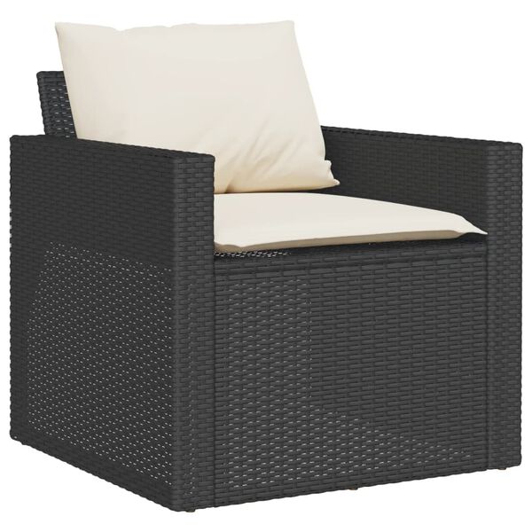 vidaXL Set mobilier de grădină cu perne, 4 piese, negru, poliratan