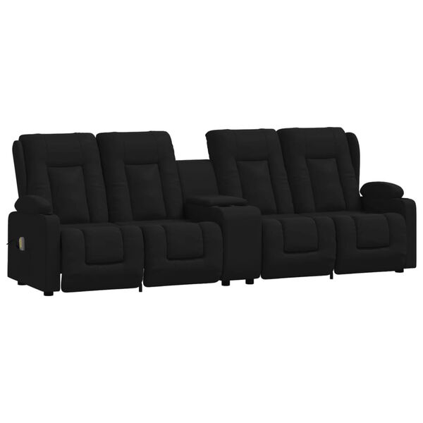 vidaXL Fotoliu masaj rabatabil 4 locuri/suport pahar, negru, piele eco