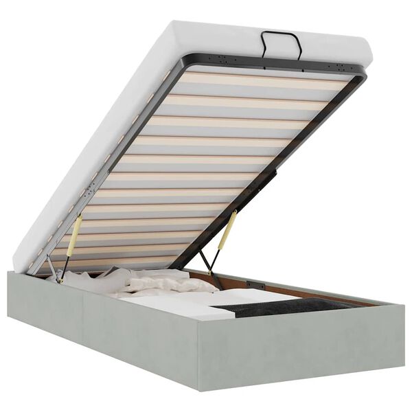 vidaXL Cadru de pat otoman fără saltea Gri deschis 90x190 cm catifea