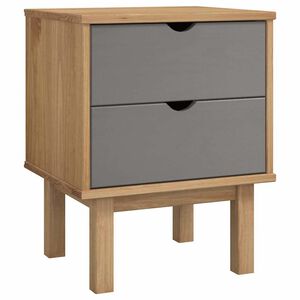 vidaXL Dulap noptieră OTTA, maro/gri, 45x39x57 cm, lemn masiv pin