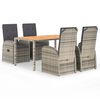 vidaXL Set mobilier de grădină cu perne, 5 piese, gri, poliratan
