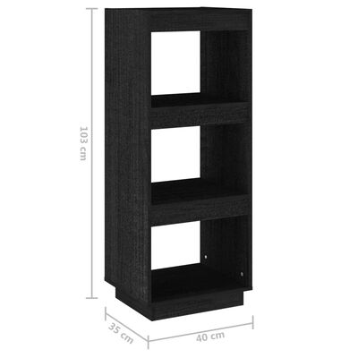 vidaXL Bibliotecă/Separator cameră negru 40x35x103 cm lemn masiv pin
