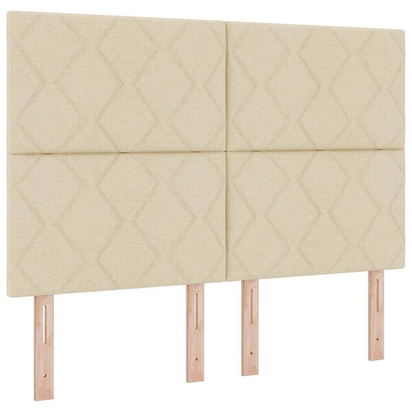 vidaXL Pat cu arcuri cu saltea cu headboard Crem 160 x 200 cm țesătură