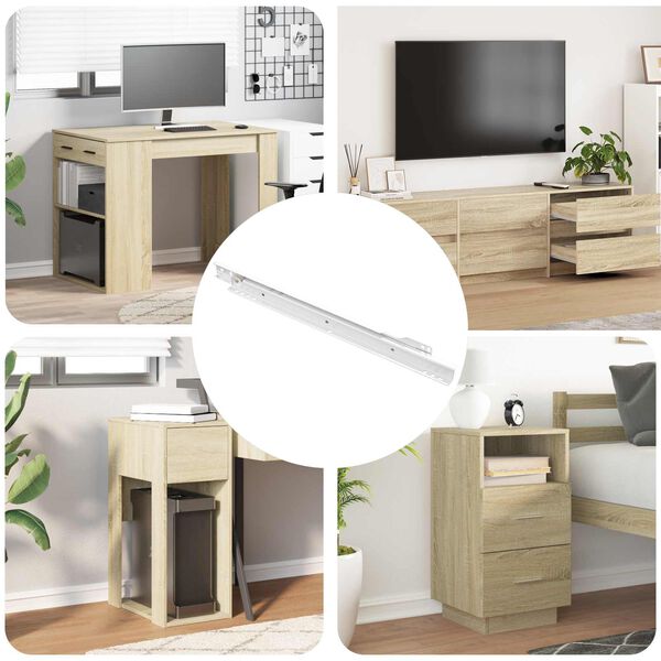 vidaXL Glisieră de sertar 12 pcs Alb 350 mm Oțel