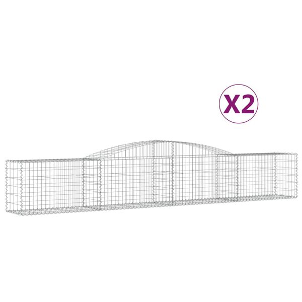 vidaXL Coșuri gabion arcuite 2 buc, 400x50x60/80 cm, fier galvanizat