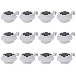 vidaXL Lămpi solare de exterior pentru gard cu LED, 12 buc., alb