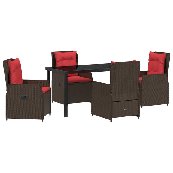 vidaXL Set de masă pentru grădină 5 pcs Maro Rattan poli
