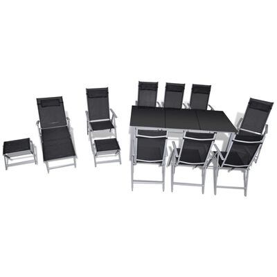 vidaXL Set mobilier de exterior, 12 piese, aluminiu