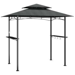 vidaXL Foișor grătar cu rafturi laterale, antracit 240x150x243 cm oțel