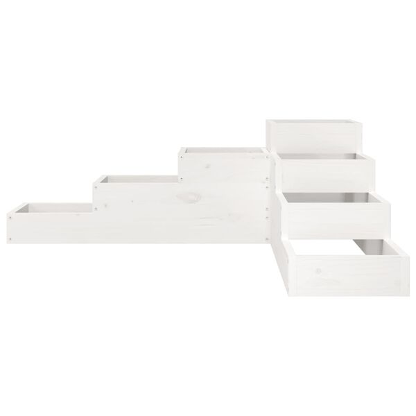 vidaXL Jardinieră grădină cu 4 niveluri, alb, 106x104,5x36 cm lemn pin