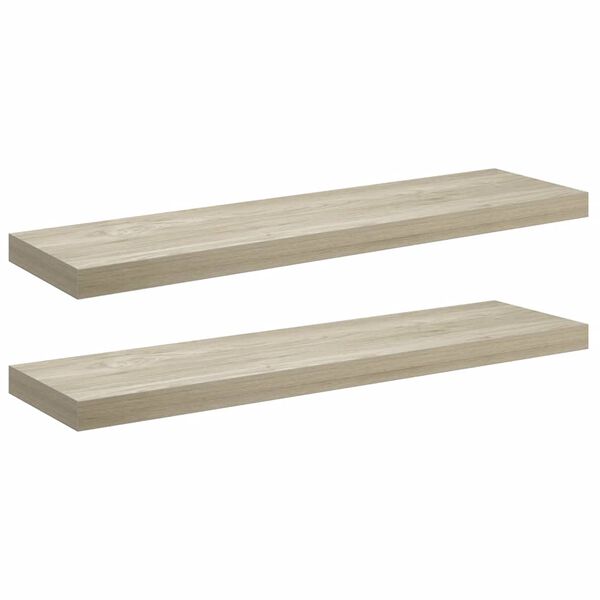 vidaXL Rafturi de perete suspendate 2 buc., stejar, 90x23,5x3,8 cm MDF