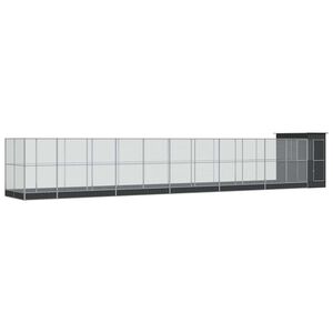 vidaXL Voliera de păsări cu extensie, argintiu, 1244x203x216 cm, oțel