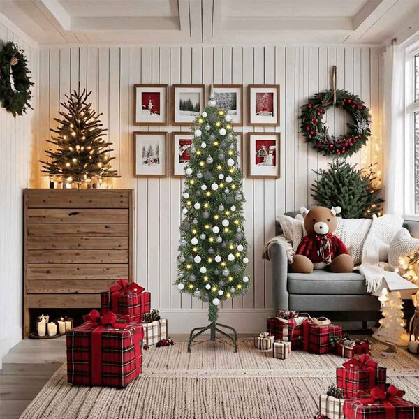 vidaXL Brad de Crăciun artificial Verde 180 cm PVC și oțel și plastic