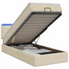 vidaXL Pat Ottoman cu Saltea și LED Crem 100 x 200 cm Țesătură