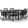 vidaXL Set mobilier de grădină, 7 piese, negru, ratan PVC