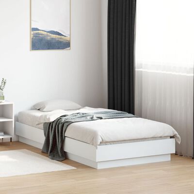 vidaXL Cadru de pat, alb, 90x190 cm, lemn prelucrat