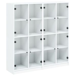 vidaXL Bibliotecă cu uși, alb, 136x37x142 cm, lemn prelucrat
