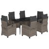 vidaXL Set mobilier de grădină cu perne, 7 piese, gri, poliratan