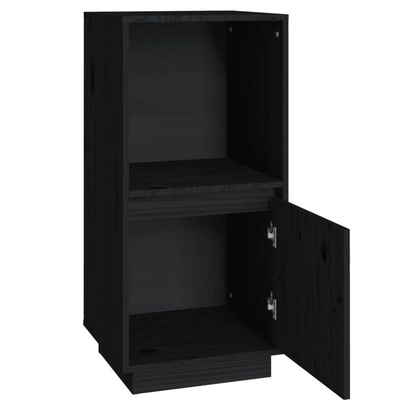 vidaXL Servantă, negru, 38x35x80 cm, lemn masiv de pin