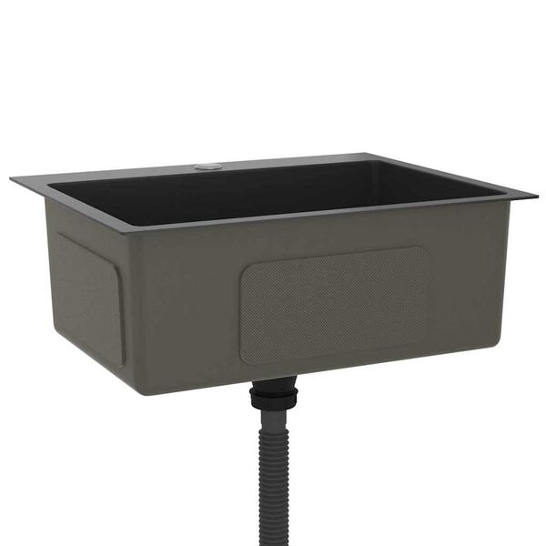 vidaXL Chiuvetă de bucătărie lucrată manual, negru, oțel inoxidabil