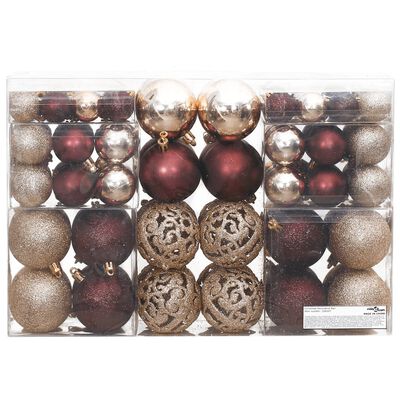 vidaXL Globuri de Crăciun, 100 buc, șampanie și maro 3 / 4 / 6 cm