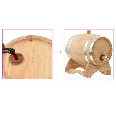 vidaXL Butoi de vin cu robinet, 12 L, lemn masiv de pin