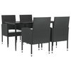 vidaXL Set mobilier de grădină, 5 piese, negru, poliratan și oțel