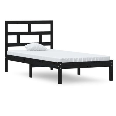 vidaXL Cadru de pat Single, negru, 90x190 cm, lemn masiv