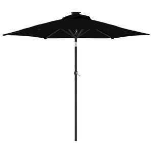 vidaXL Umbrelă soare de grădină st&acirc;lp din oțel/LED negru 225x225x212cm