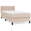 vidaXL Pat box spring cu saltea, cappuccino, 80x200 cm piele ecologică