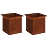 vidaXL Jardinieră de grădină cu LED 2 buc. Ruginit 40 x 40 x 40 cm