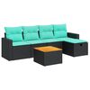 vidaXL Set mobilier de grădină cu perne, 6 piese, negru, poliratan