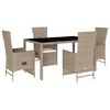 vidaXL Set mobilier de grădină cu perne, 5 piese, bej, poliratan