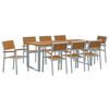 vidaXL Set de masă pentru grădină 9 buc. Gri Lemn Solid de Acacia