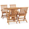 vidaXL Set mobilier de exterior pliabil, 5 piese, lemn masiv de tec