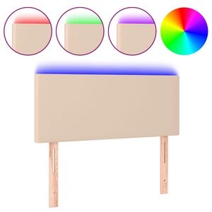 vidaXL Tăblie de pat cu LED, cappuccino, 80x5x78/88cm, piele ecologică