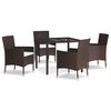 vidaXL Set mobilier de grădină, 5 piese, cu perne, maro, poliratan