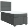 vidaXL Pat box spring cu saltea, gri &icirc;nchis, 90x190 cm, textil