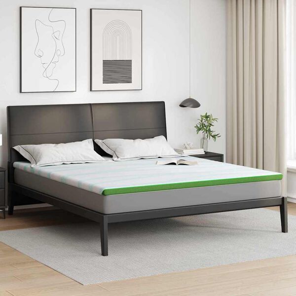 vidaXL Suport pentru saltea Alb și Verde 180 x 200 x 6 cm