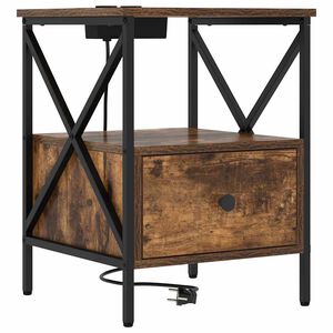 vidaXL Dulap de noapte cu sertar Stejar fumuriu 41,5 x 40,5 x 55 cm