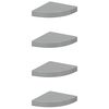 vidaXL Rafturi colț perete, 4 buc., gri extralucios, 25x25x3,8 cm, MDF