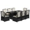 vidaXL Set mobilier de grădină cu perne, 9 piese, negru, poliratan